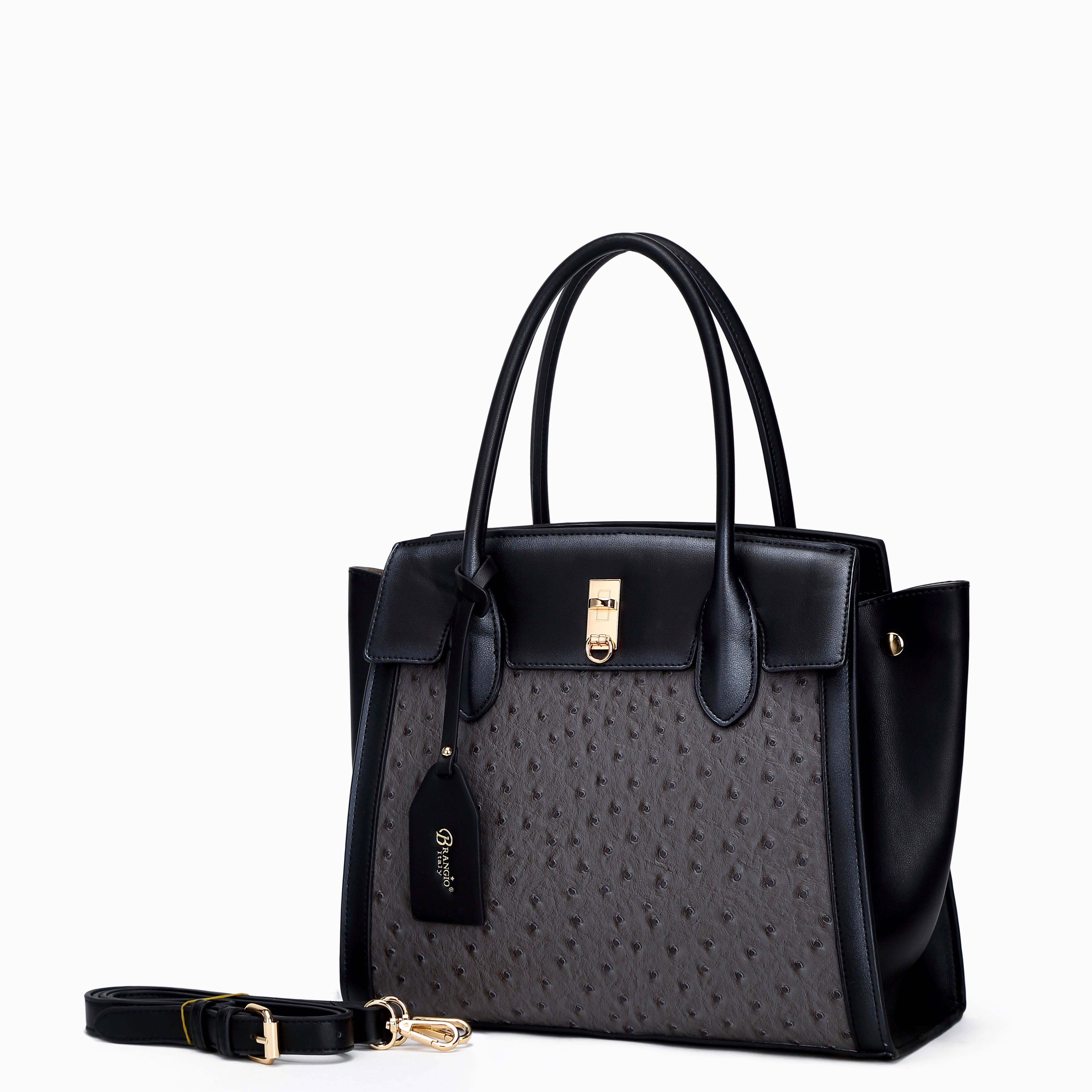 Italy Classic Camel Ostrich-Textured Tote