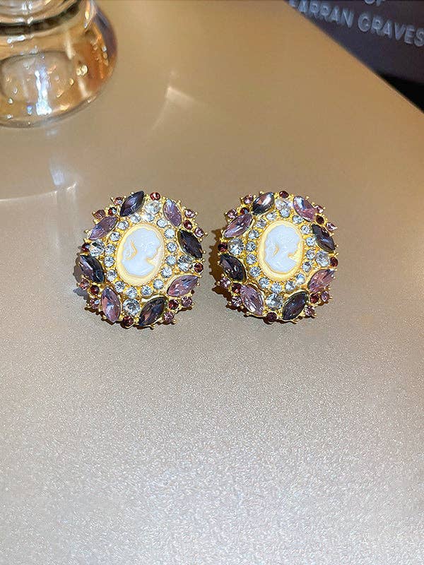 Rhinestone Sequined Oval Earrings Accessories