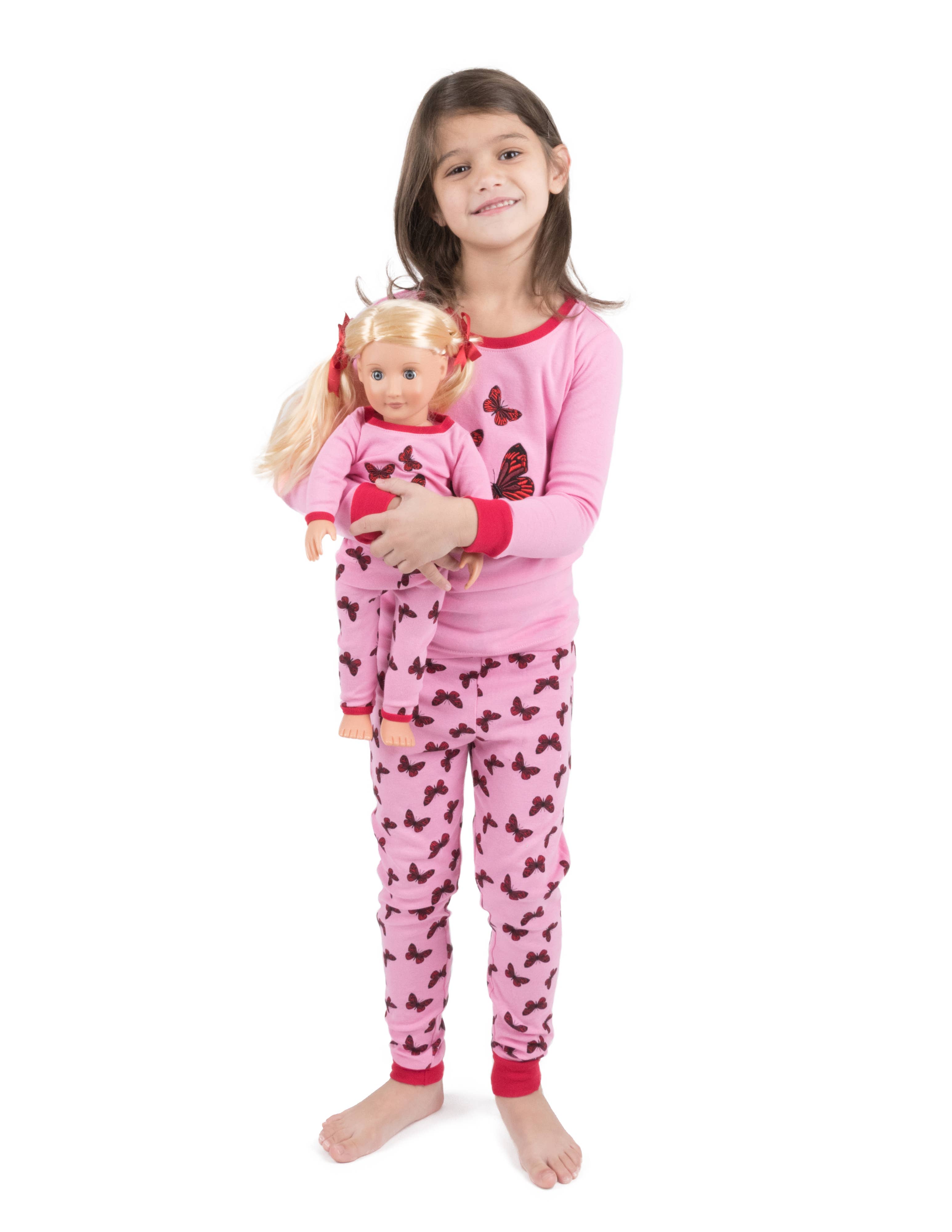 Kids Girl & Doll Cotton Butterfly Pajama