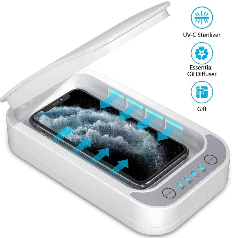 Ultraviolet Phone Sterilizer UV Box Sterilizer with Essential Oil Diffuser: White - NHOVIDSHOP.COM