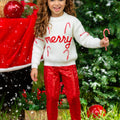 Merry Knit Sweater and Red Dazzling Sequin Pant Set