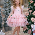 Frosted Pink Candy Cane Christmas Ruffled Tutu Dress