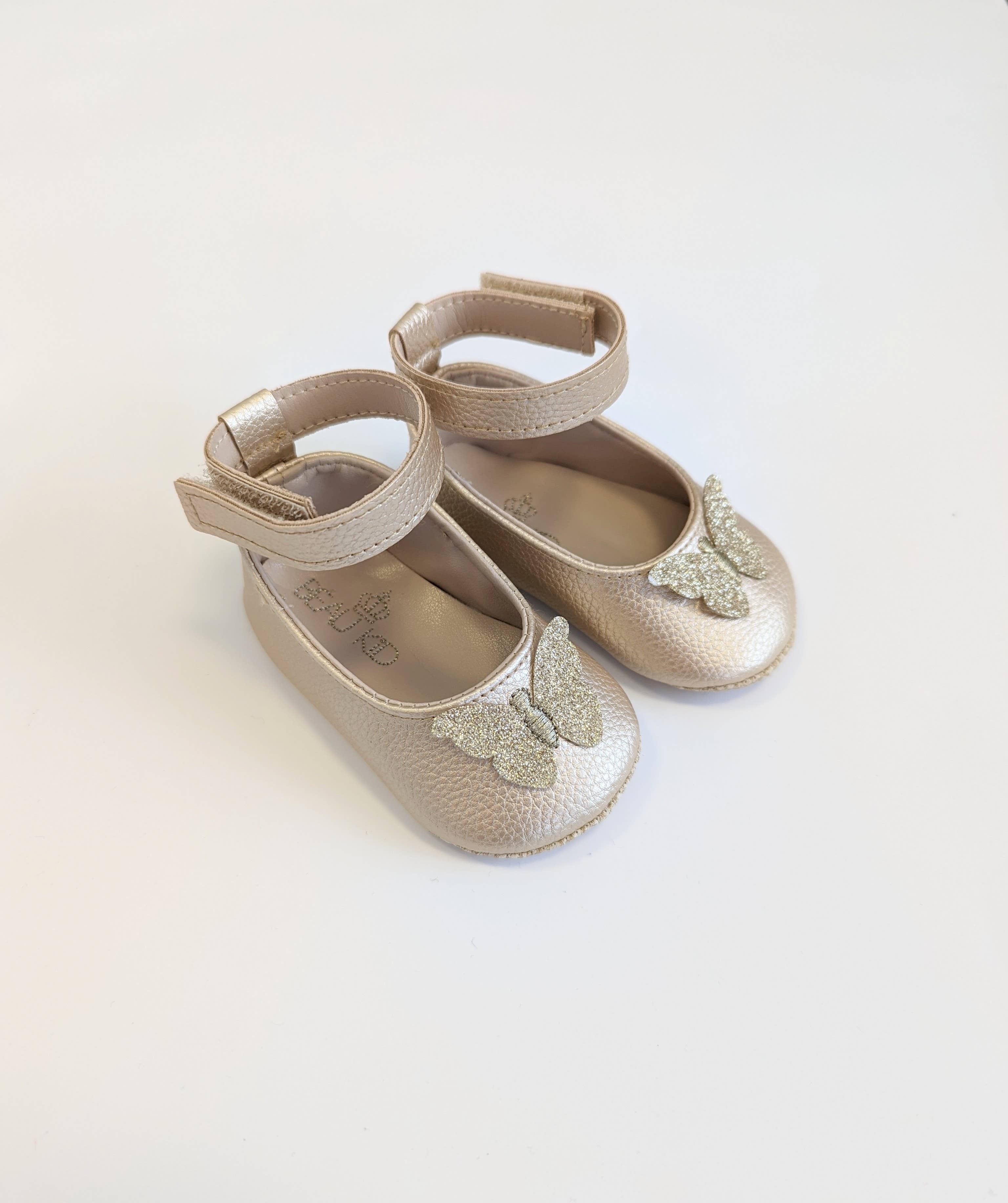 Glitter Butterfly Baby Girl Soft Shoes