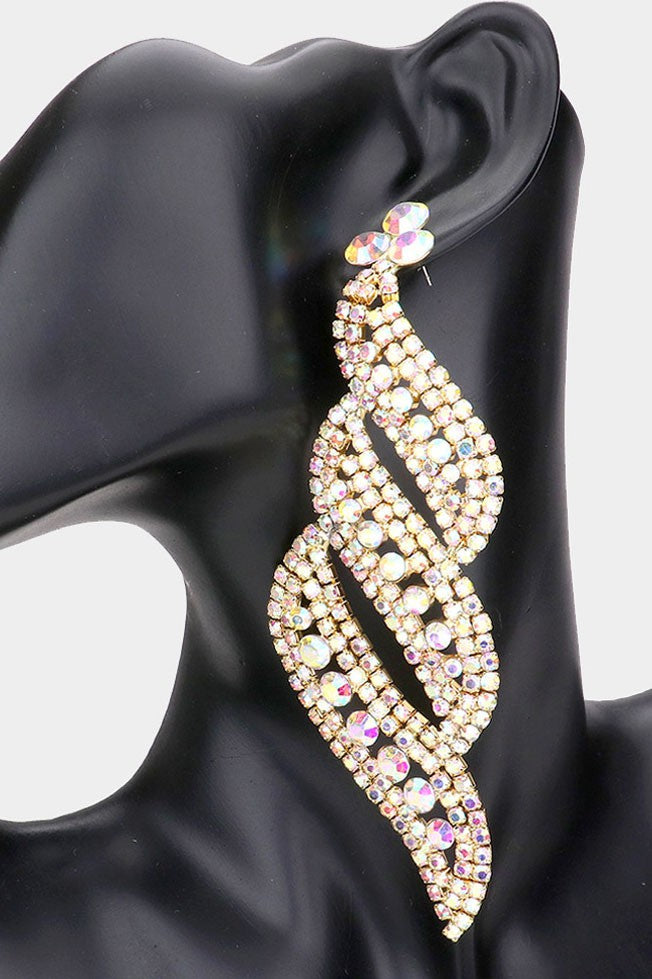 Oversized Pave Crystal Rhinestone Evening Earrings - NHOVIDSHOP