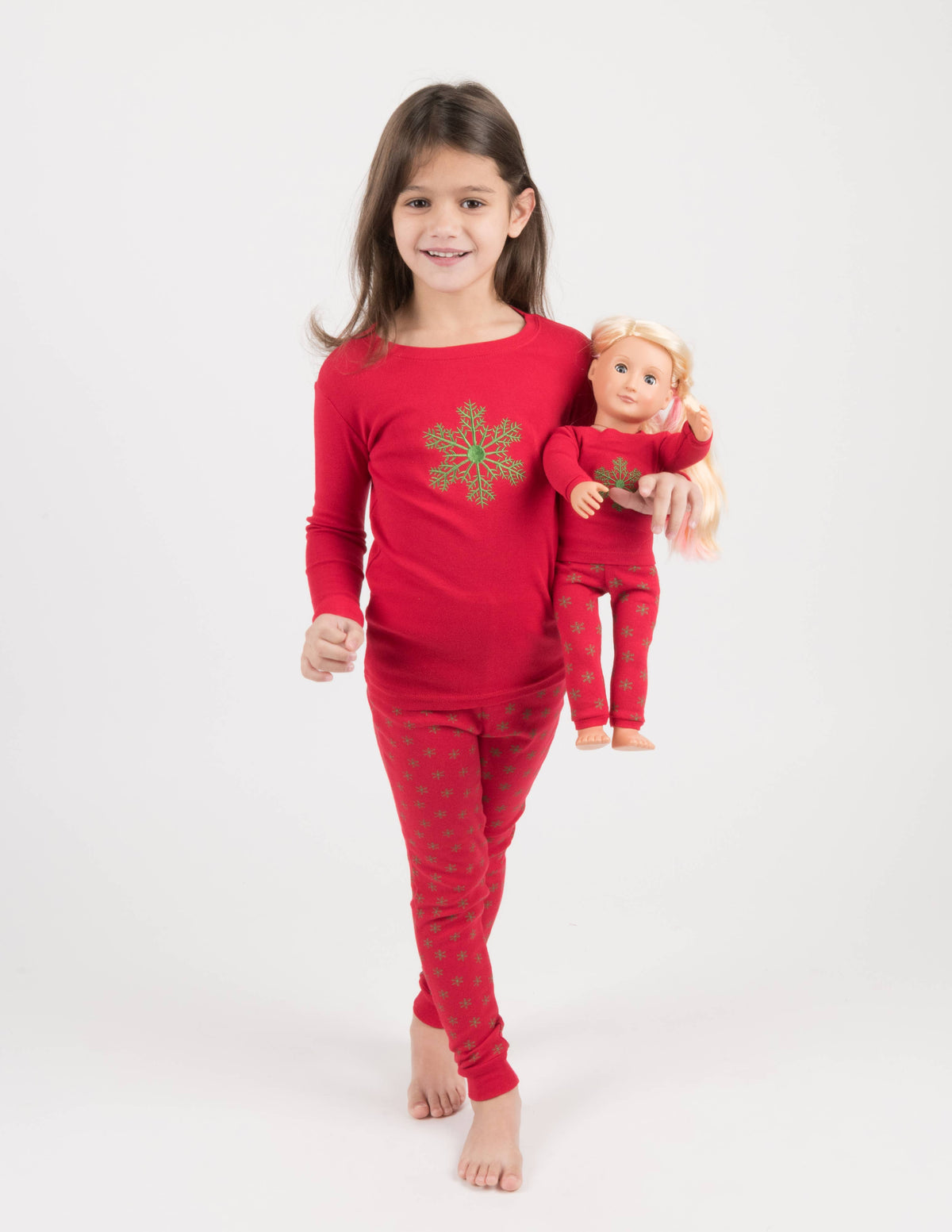 Kids Girl & Doll Cotton Pajamas: PINK SANTA / 6 Year - NHOVIDSHOP.COM