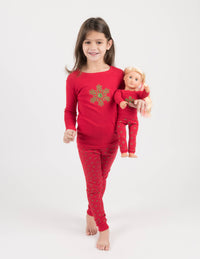 Kids Girl & Doll Cotton Pajamas: PINK SANTA / 6 Year - NHOVIDSHOP.COM