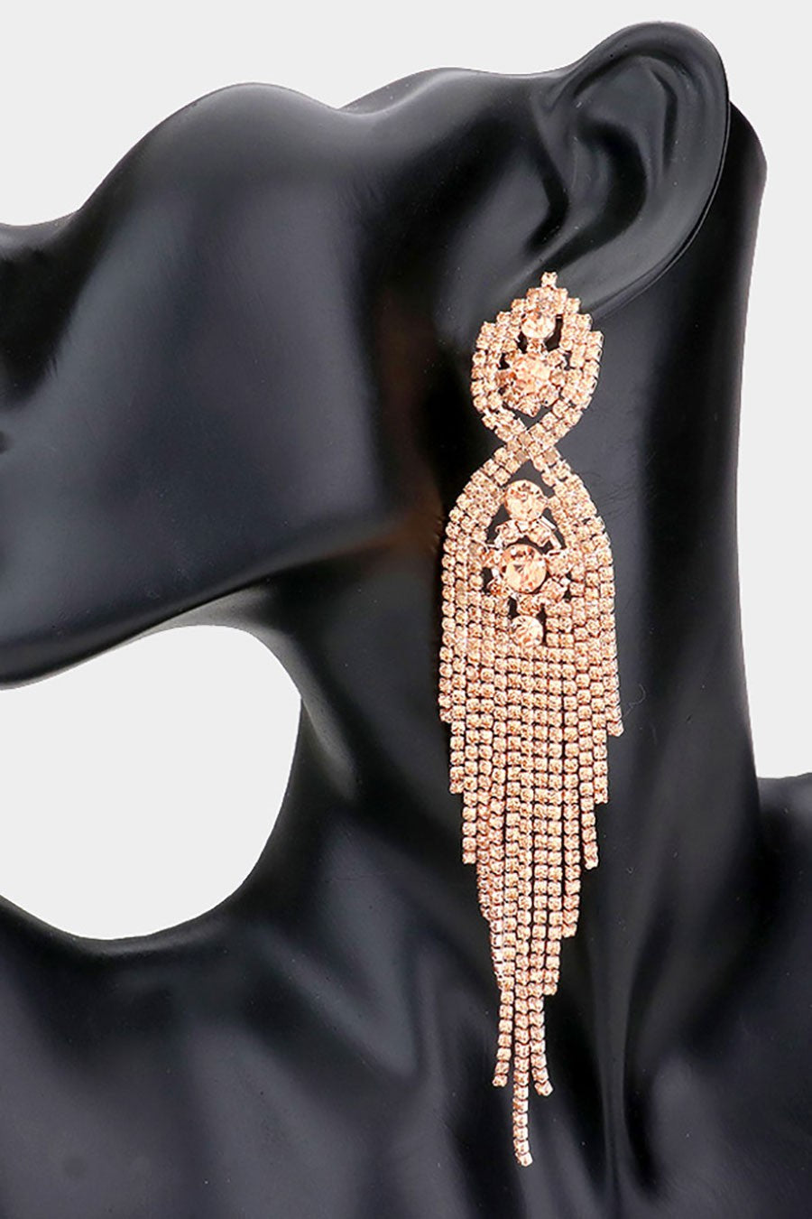 Rhinestone Long Drop Statement Evening Earrings - NHOVIDSHOP