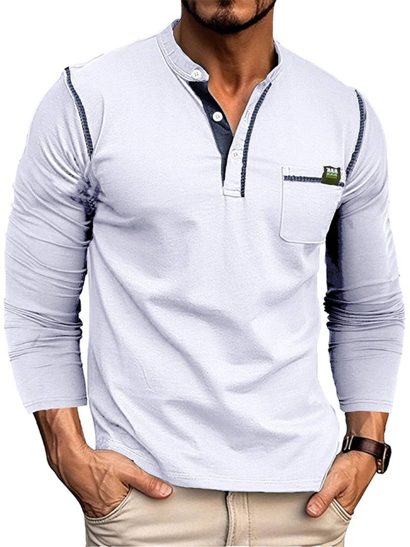 Men's Henry Colored Button Fashion Top - NHOVIDSHOP