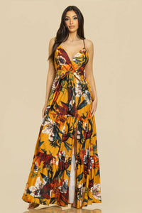 FLORAL PRINTED MAXI DRESS - NHOVIDSHOP