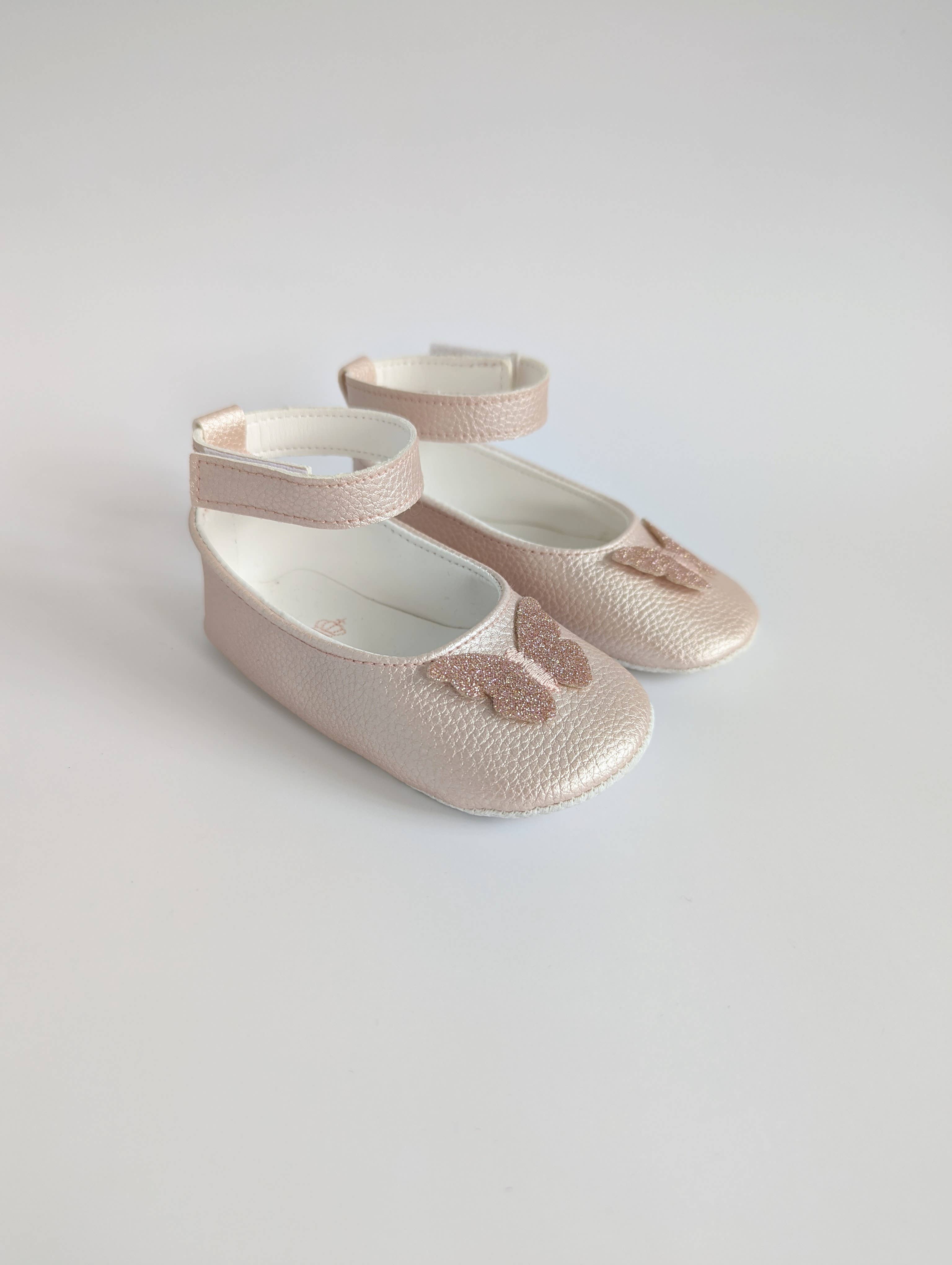 Glitter Butterfly Baby Girl Soft Shoes