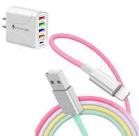 Combo: 6 Feet Charging Cable & 5-Port PD Wall Charger Bundle Deal: Cable + Black Charger - NHOVIDSHOP.COM