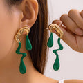 Contrast Color Geometric Drop Earrings
