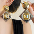 Contrast Color Geometric Drop Earrings