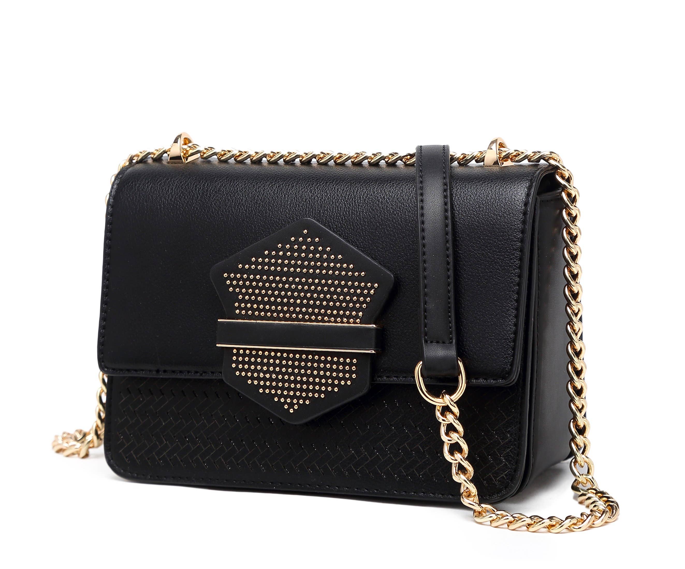 Brangio Italy Sophisticated Black Chain Bag