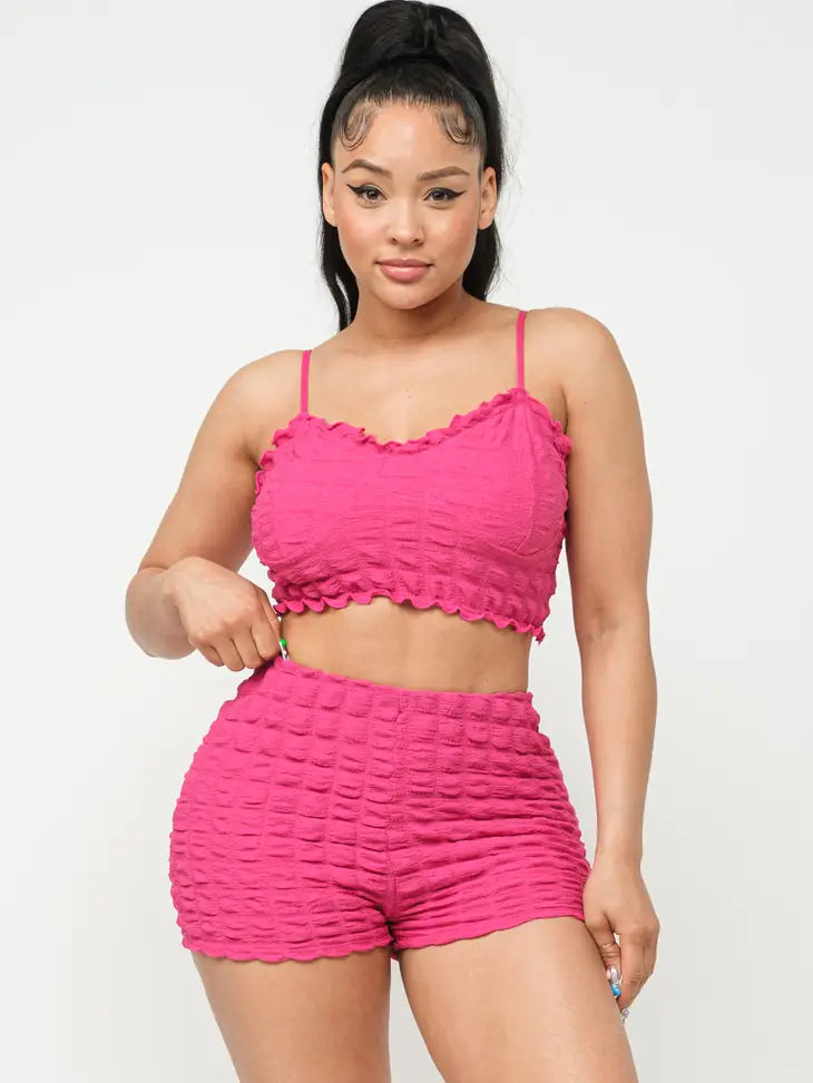 Popcorn Merrow Stitch Ends Top And Shorts Set - NHOVIDSHOP