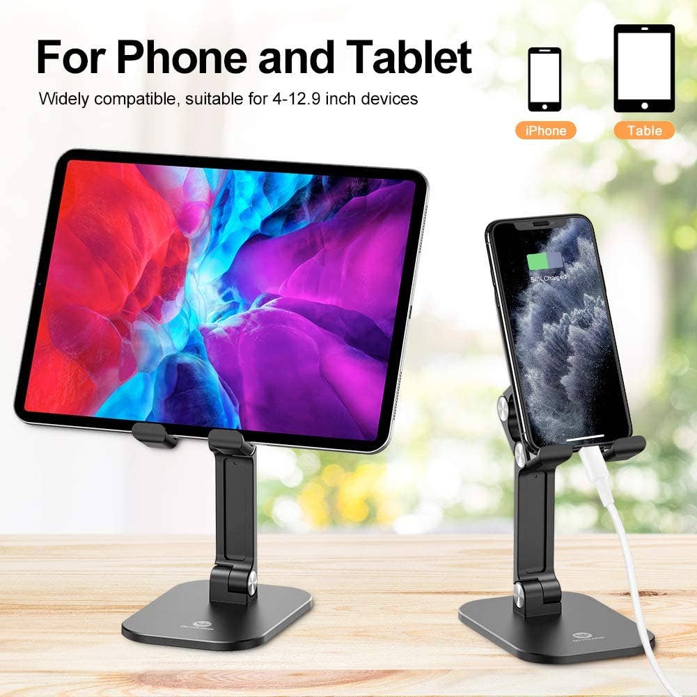 Universal Compatible Strong Adjustable Foldable Phone/Tablet Stand Holder: Black - NHOVIDSHOP.COM