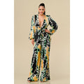 DEEP V CHAIN PRINT JUMPSUIT