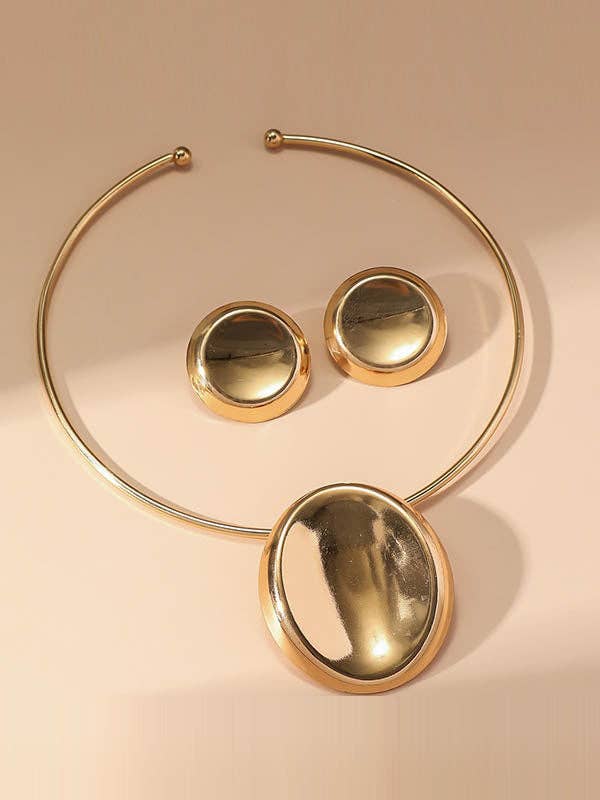 Geometric Solid Color Earrings Accessories + Necklaces Two Pieces