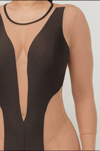 Contrast Mesh Color Block Detail Jumpsuit - NHOVIDSHOP.COM