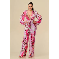 DEEP V CHAIN PRINT JUMPSUIT - NHOVIDSHOP