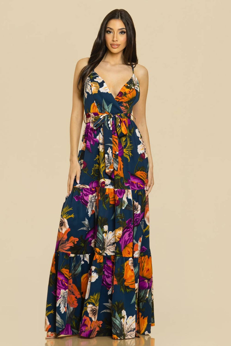 FLORAL PRINTED MAXI DRESS - NHOVIDSHOP