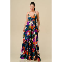 FLORAL PRINTED MAXI DRESS - NHOVIDSHOP