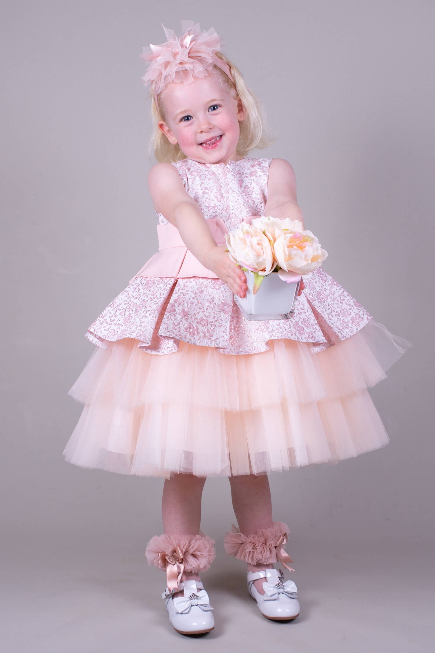 Girls peach tulle dress