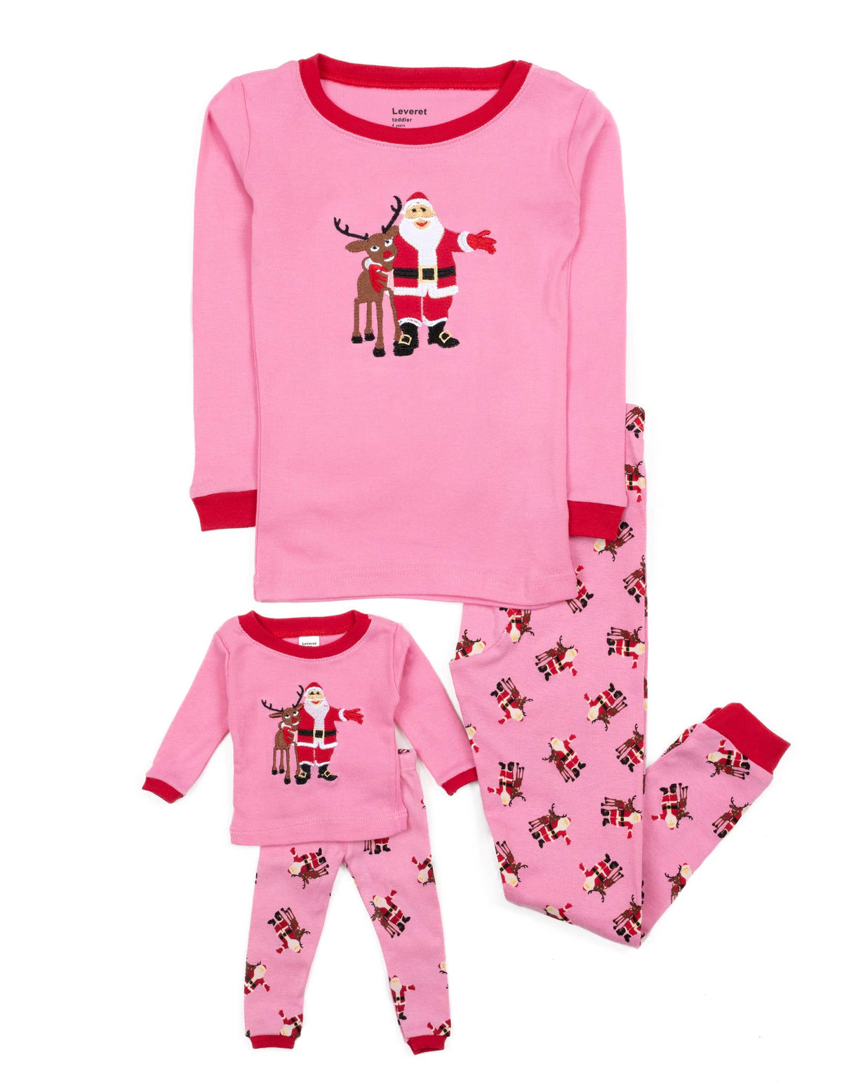 Kids Girl & Doll Cotton Pajamas: PINK SANTA / 6 Year - NHOVIDSHOP.COM