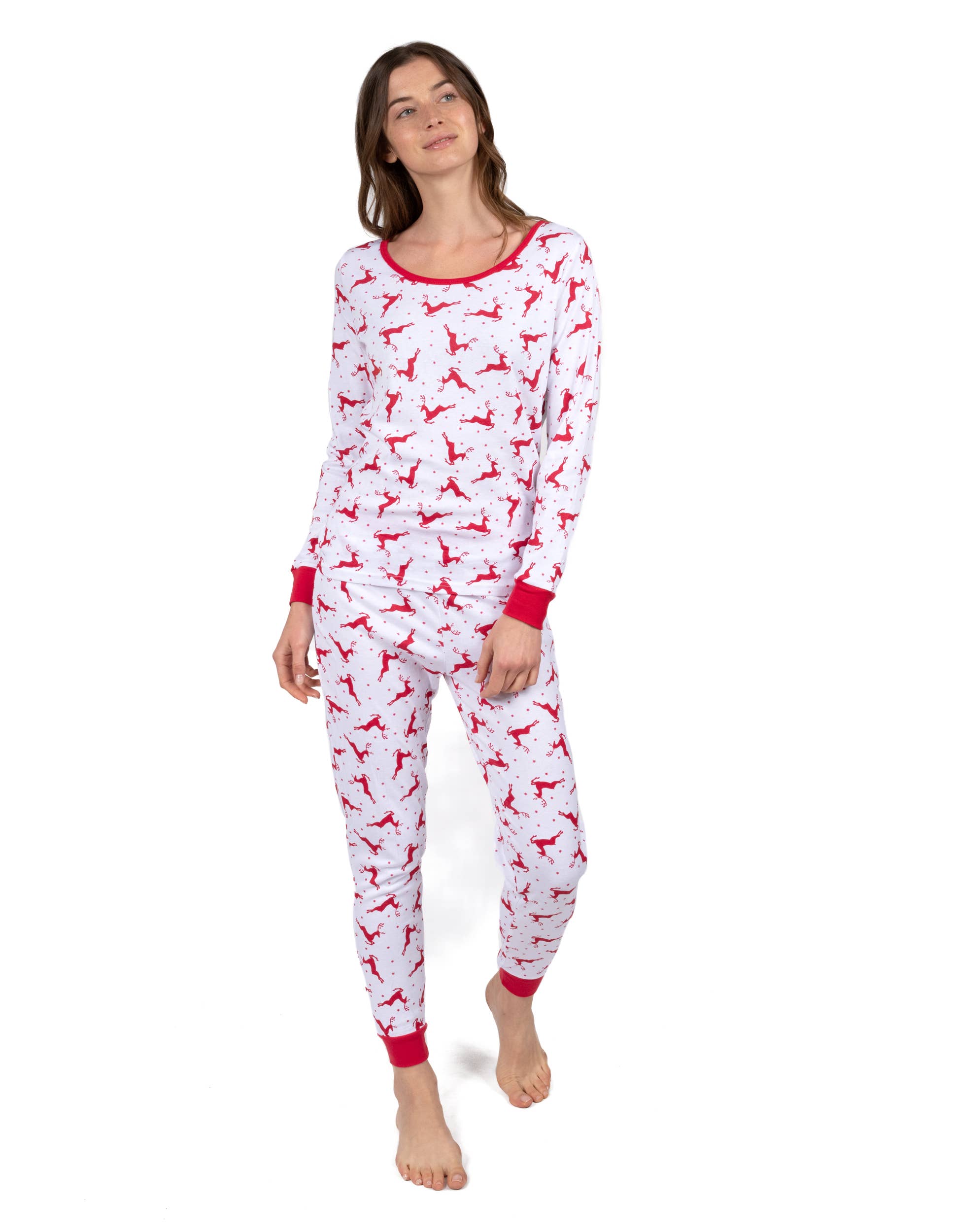 Womens Two Piece Cotton Pajamas for Christmas