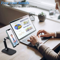 Universal Compatible Strong Adjustable Foldable Phone/Tablet Stand Holder: Black - NHOVIDSHOP.COM