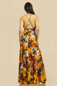 FLORAL PRINTED MAXI DRESS - NHOVIDSHOP