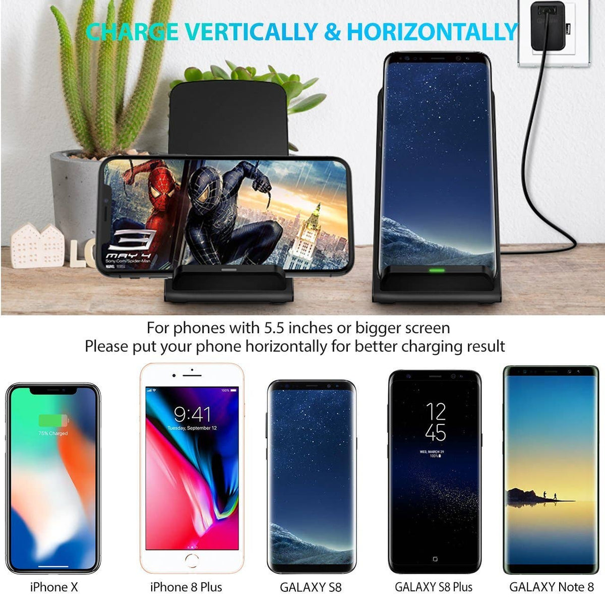 Wireless Charger Fast Charging Pad Compatible with Phone, Samsung and all QI Devices: Wireless Charger Only - NHOVIDSHOP.COM