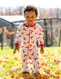 Kids Footed Cotton Pajama Red & White Reindeer Christmas: 12-18 month - NHOVIDSHOP.COM