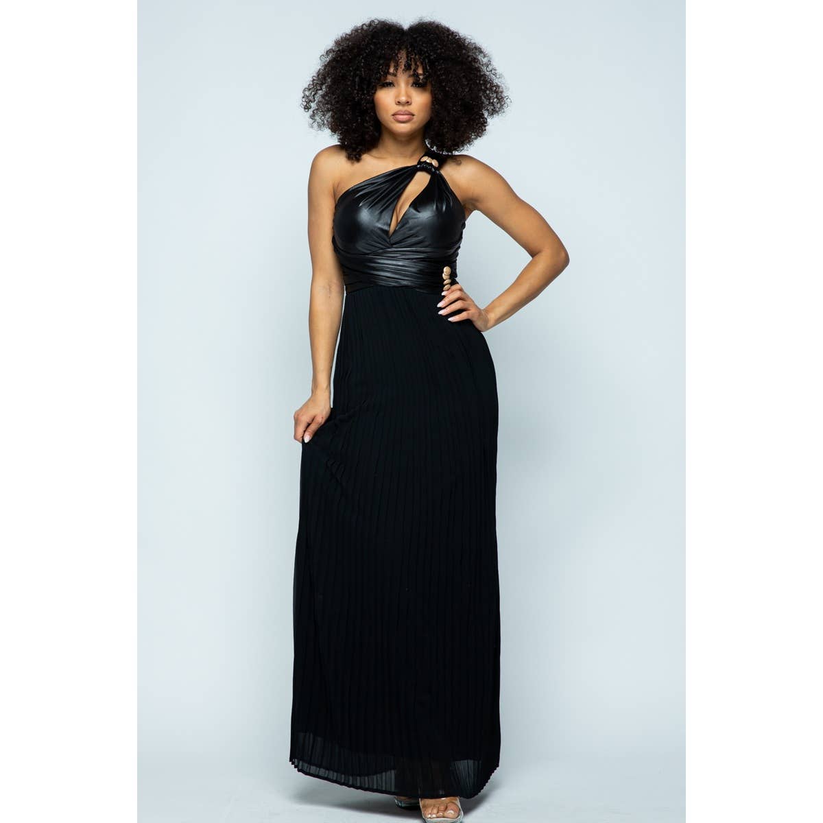 FAUX LEATHER MAXI DRESS - NHOVIDSHOP