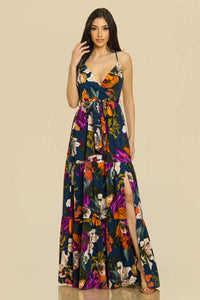 FLORAL PRINTED MAXI DRESS - NHOVIDSHOP