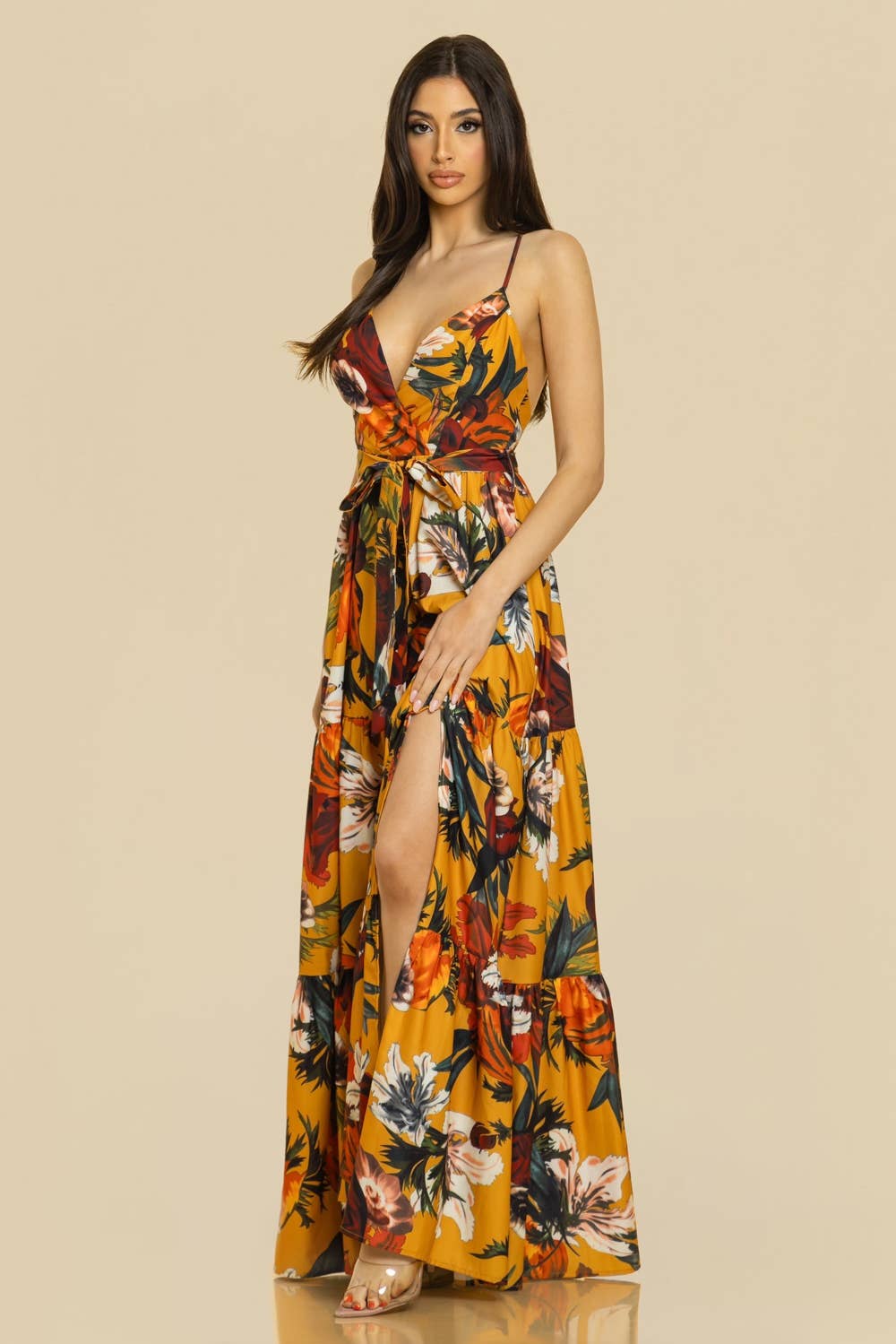 FLORAL PRINTED MAXI DRESS - NHOVIDSHOP