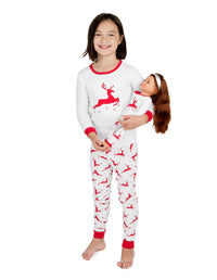 Kids Girl & Doll Cotton Pajamas: PINK SANTA / 6 Year - NHOVIDSHOP.COM