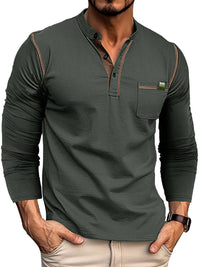 Men's Henry Colored Button Fashion Top - NHOVIDSHOP