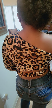 Leopard One Shoulder Crop Top - NHOVIDSHOP