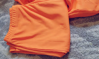 ORANGE ZIPPER DRAWSTRING PANT&HOODIES TWO PIECE SET - NHOVIDSHOP