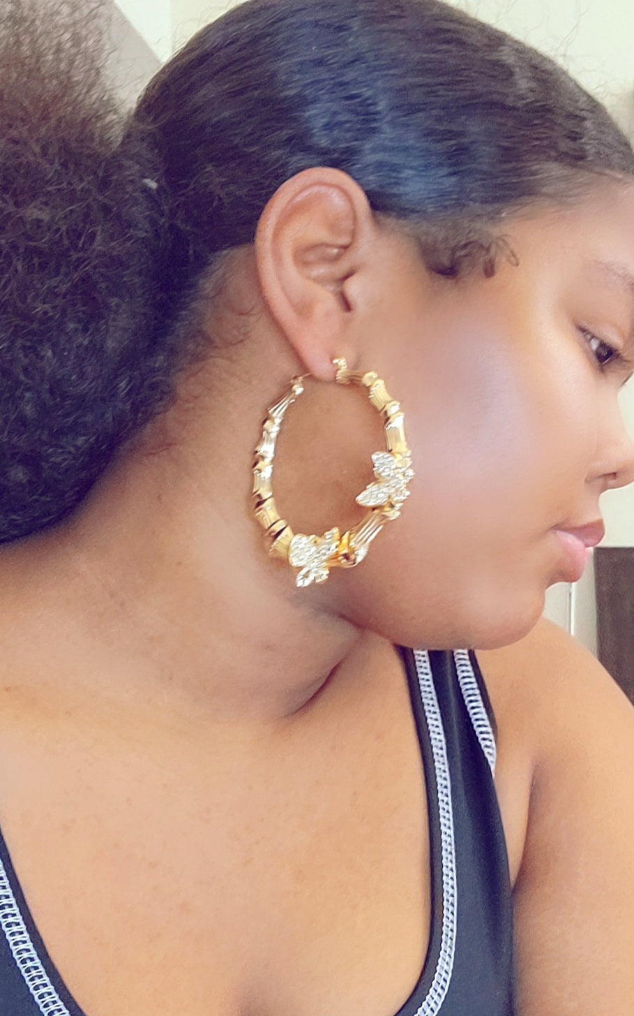 Burtterfly bamboo hoop Earrings - NHOVIDSHOP