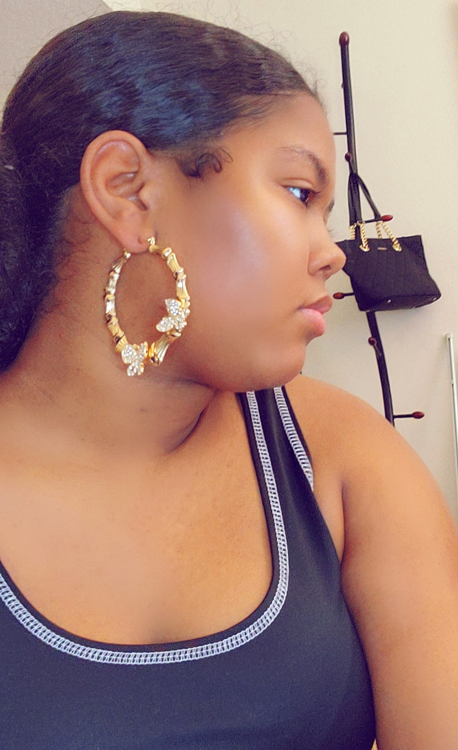 Burtterfly bamboo hoop Earrings - NHOVIDSHOP