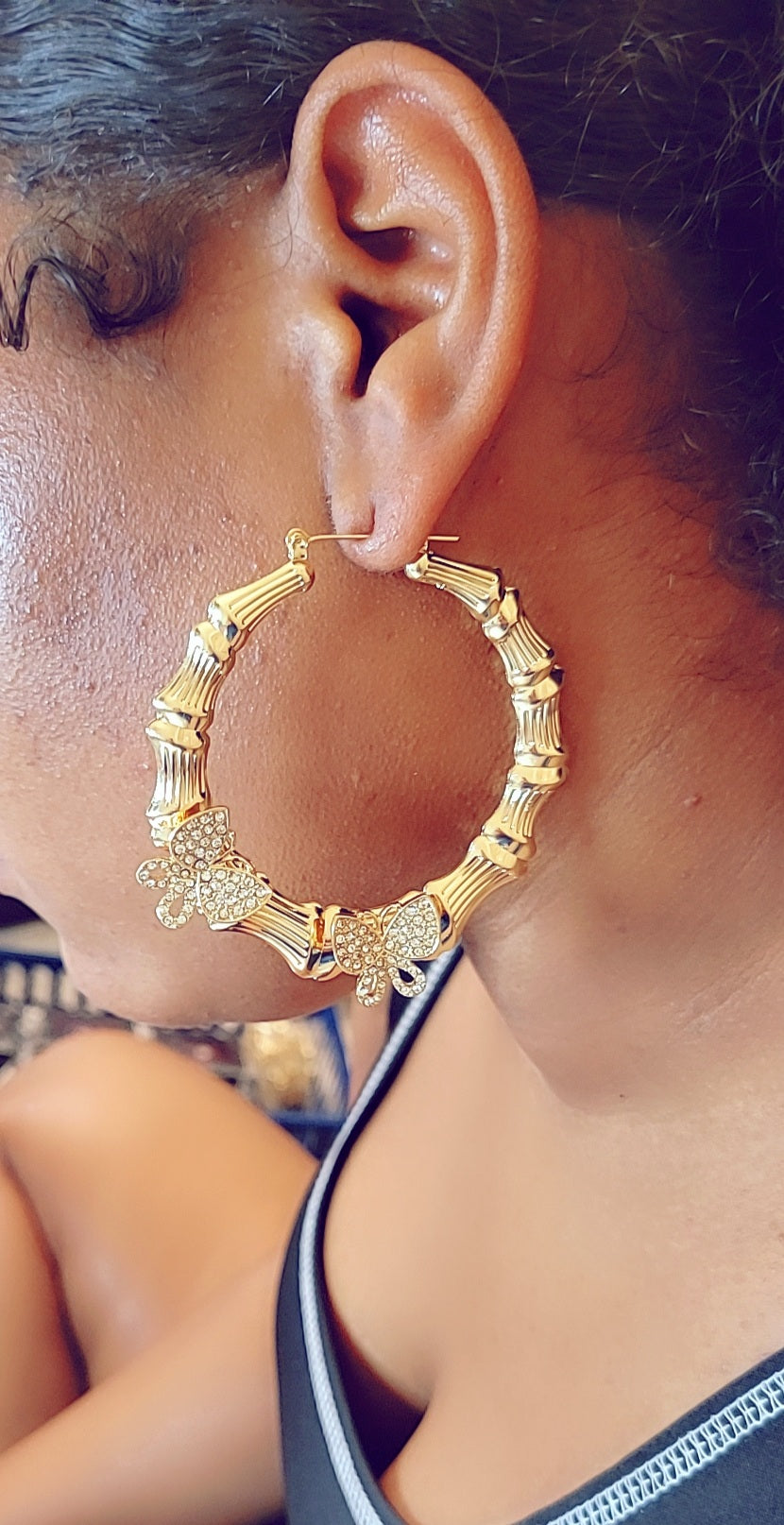 Burtterfly bamboo hoop Earrings - NHOVIDSHOP