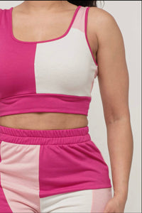 Color Block Tank Top and Waistband Pants Set - NHOVIDSHOP.COM