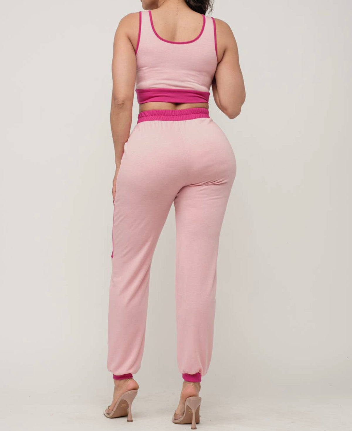 Color Block Tank Top and Waistband Pants Set - NHOVIDSHOP.COM