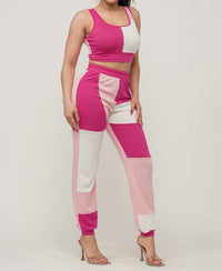 Color Block Tank Top and Waistband Pants Set - NHOVIDSHOP.COM