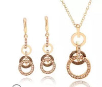 Women's Gold -tone Rhinestone Circle Aztec Pattern Neckale set - NHOVIDSHOP