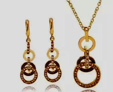 Women's Gold -tone Rhinestone Circle Aztec Pattern Neckale set - NHOVIDSHOP