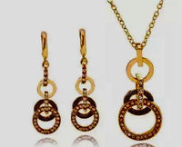 Women's Gold -tone Rhinestone Circle Aztec Pattern Neckale set - NHOVIDSHOP