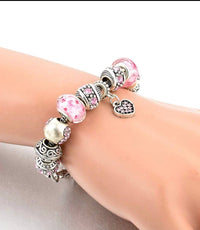 Pink AUSTRIAN CRISTAL And Heart Charm bracelets.Pretty and stylish, this Pink - NHOVIDSHOP